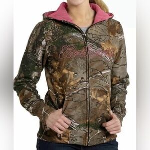 Vintage 90s Womens Carhartt Camo Embroidered Zip Hoodie